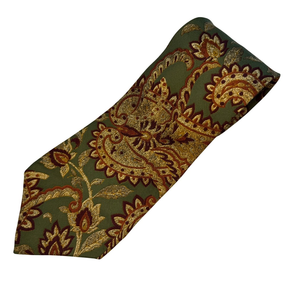 Vintage Burberrys of London Men's Silk Tie Paisley Floral Hand Sewn USA Preppy